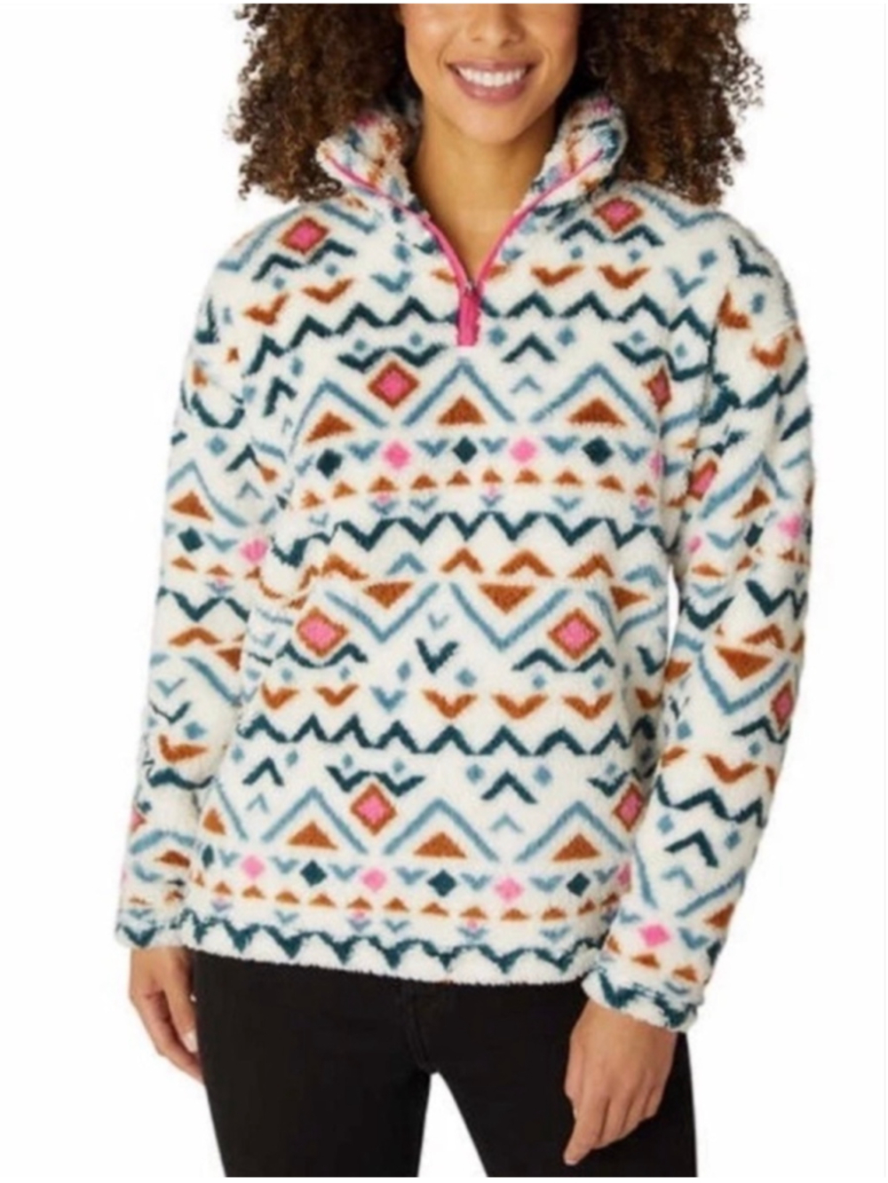 Eddie Bauer Quest Plush 1/4 Zip Fleece Pullover Aztec Southwestern Women’s S
